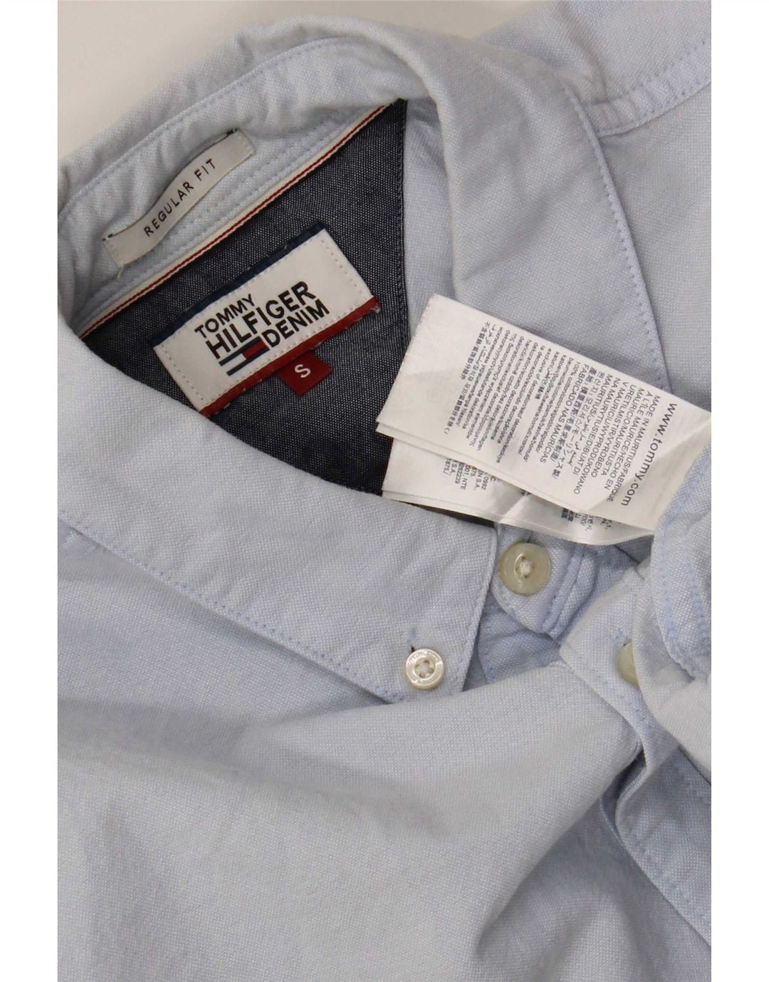 Camicia da uomo Tommy Hilfiger piccola in cotone blu