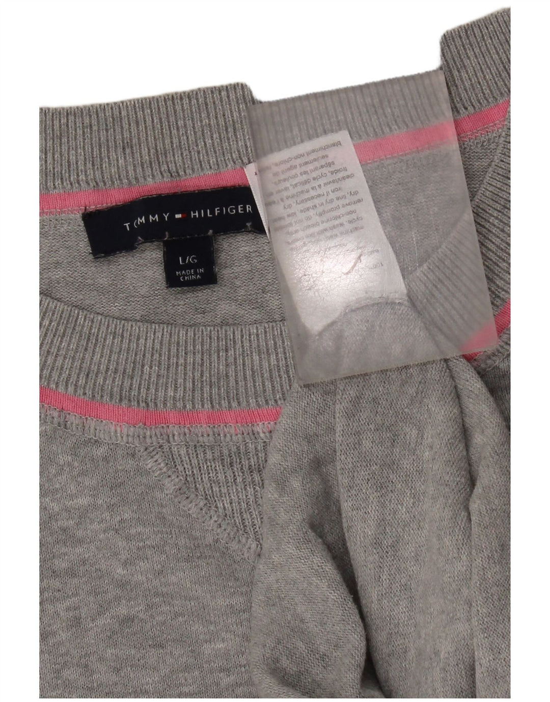 Maglione maglione girocollo oversize da donna Tommy Hilfiger UK 16 grande grigio