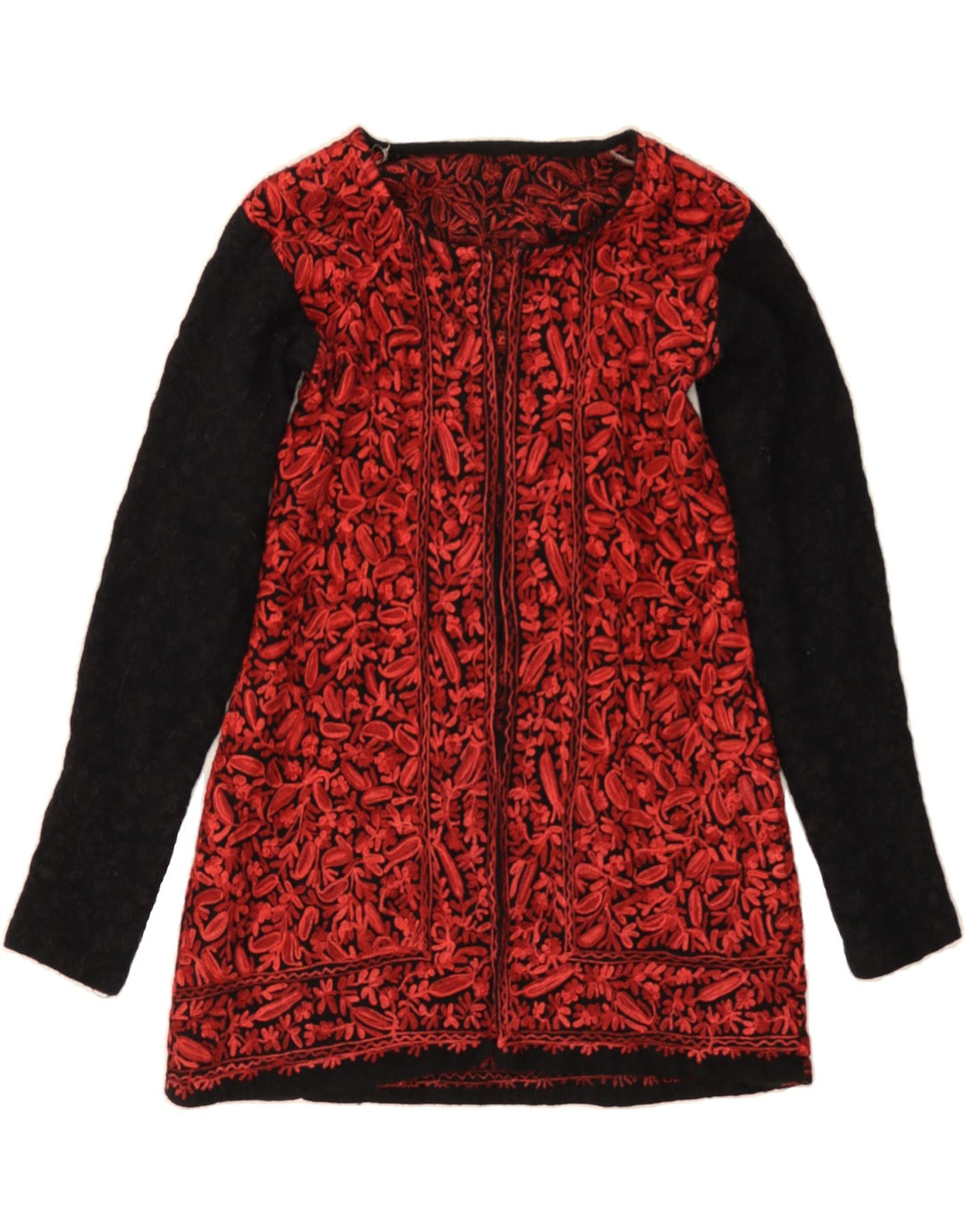 VINTAGE Womens Cardigan Top UK 10 Small Red Floral Vintage Vintage and Second-Hand Vintage from Messina Hembry 