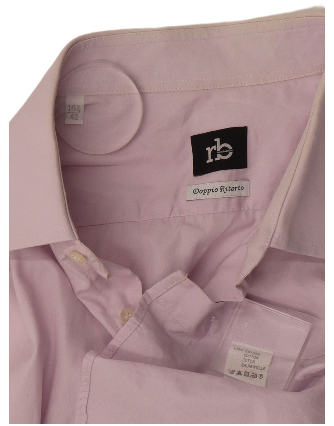 Camicia da uomo Roccobarocco taglia 42 16 1/2 grande cotone viola