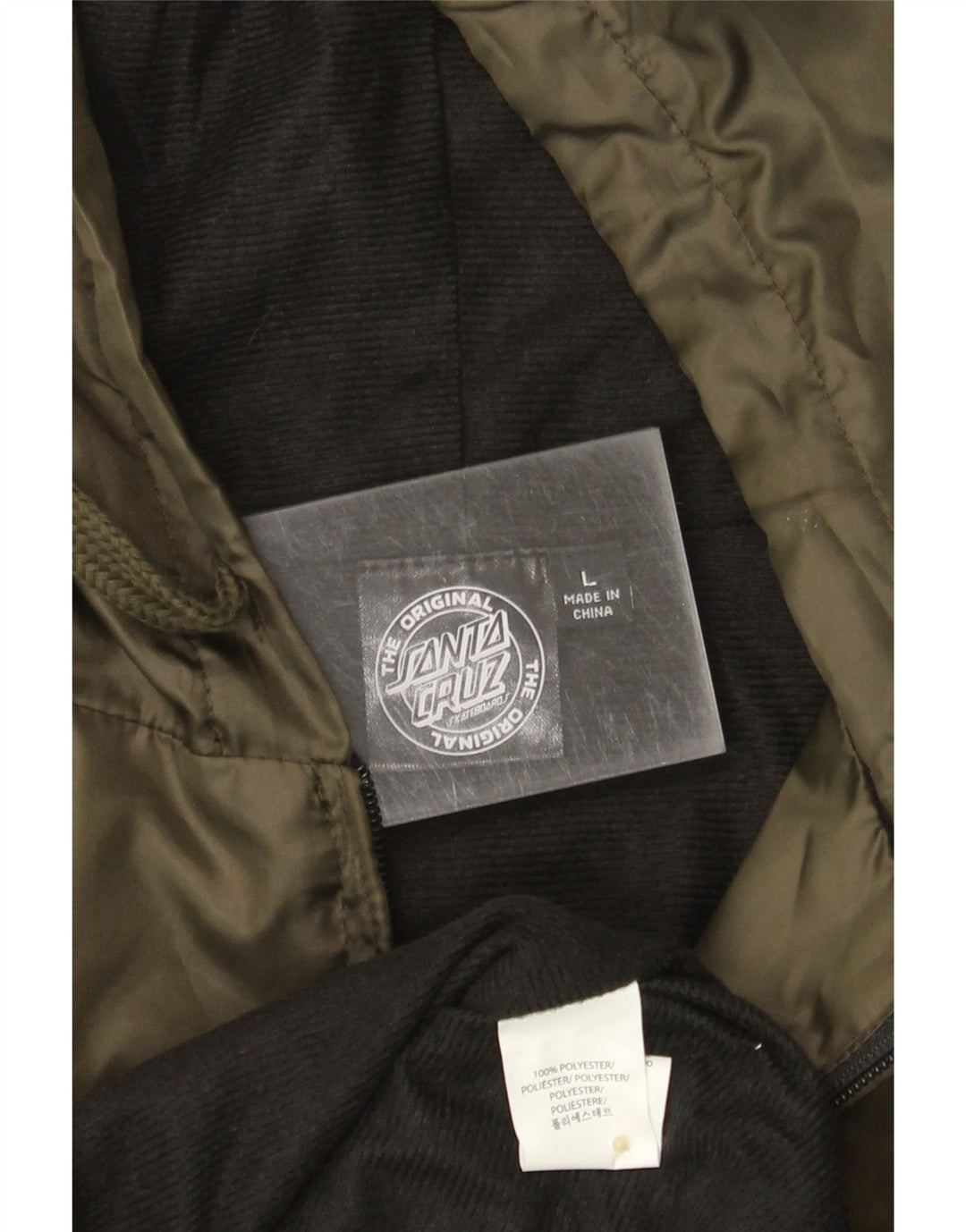 Giubbotto bomber con cappuccio grafico da uomo Santa Cruz UK 40 grande poliestere kaki