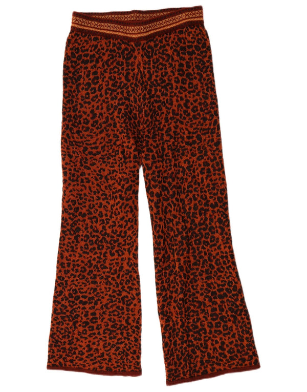 Pantaloni casual in maglia a gamba larga da donna Zara piccoli W26 L26 marrone stampa animalier