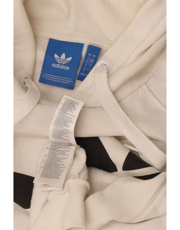 Felpa con cappuccio grafica da uomo Adidas Large in cotone bianco
