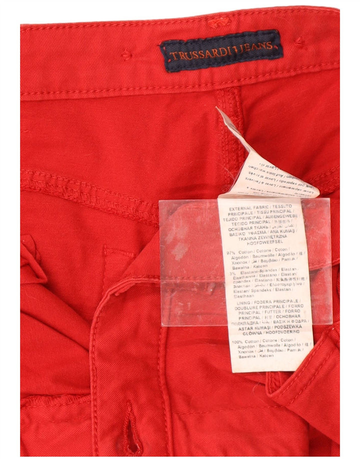 Pantaloni Casual Dritti Donna TRUSSARDI W34 L26 Cotone Rosso