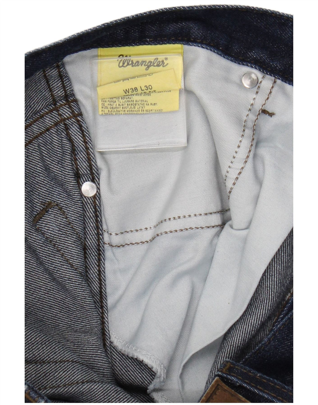 Jeans dritti da uomo Wrangler vestibilità regolare W38 L27 cotone blu navy