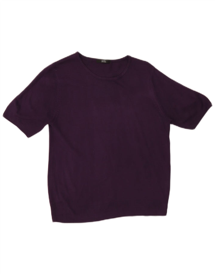 Maglione maglione con scollo a barca da donna Marks & Spencer UK 12 viola medio