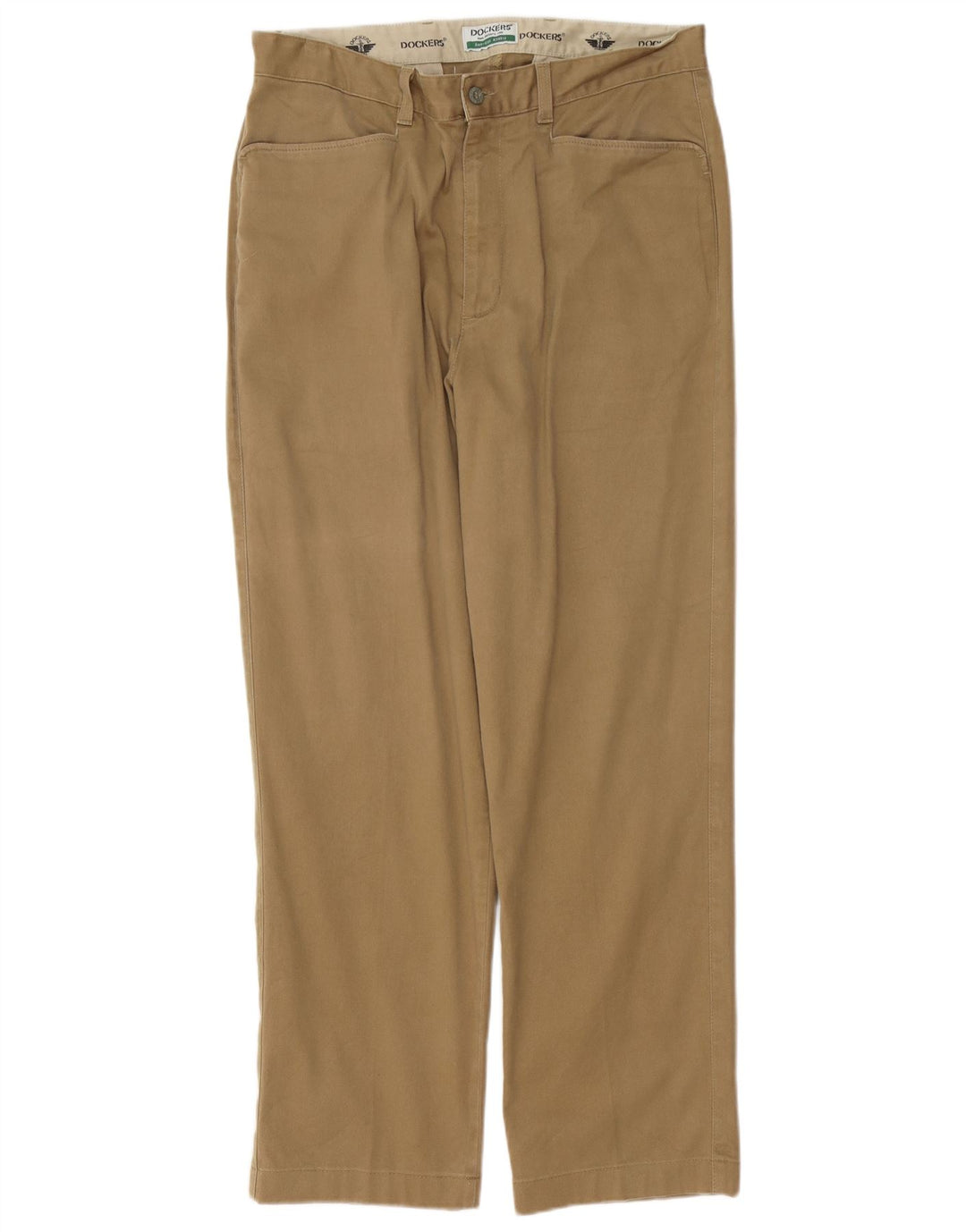 DOCKERS Pantaloni casual dritti kaki da uomo W34 L30 in cotone beige