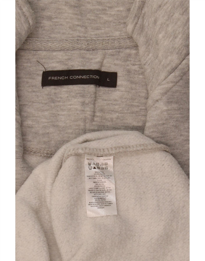 Felpa da uomo con collo con zip French Connection, maglione grande, cotone chiazzato grigio