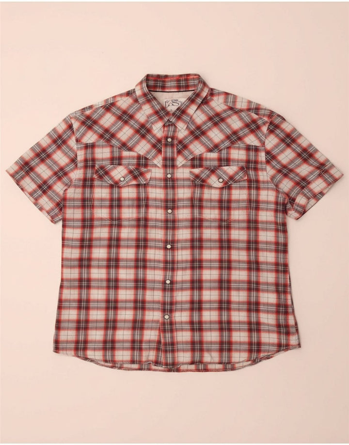 LEVI'S Mens Short Sleeve Flannel Shirt XL Red Check Cotton