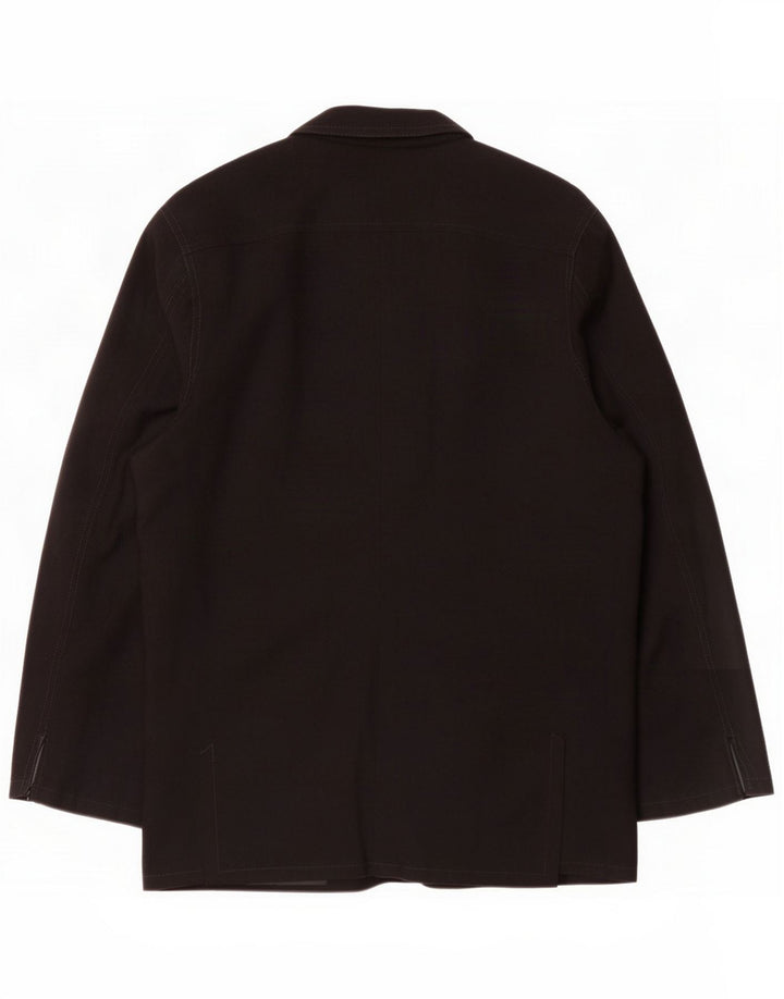 Giacca blazer vintage oversize da donna a 1 bottone UK 10 piccola Nera