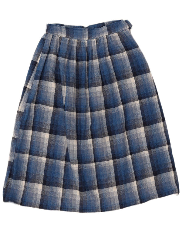 Vintage Womens Pleated Skirt W26 Small Blue Check