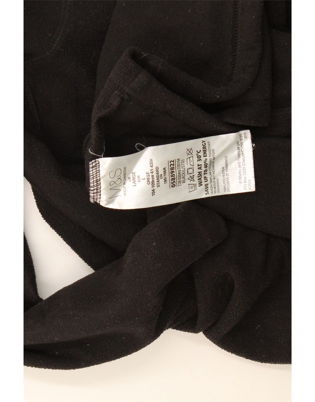 Giacca in pile da uomo Marks & Spencer UK 40 grande poliestere nero