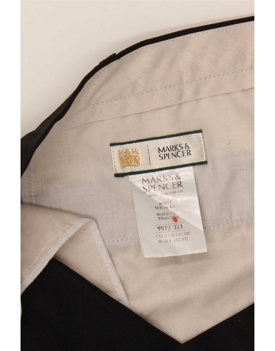 Pantaloni da abito dritti da uomo Marks & Spencer W42 L31 poliestere nero