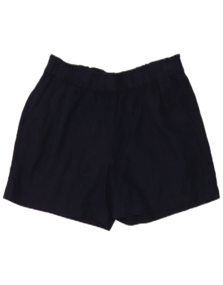 Pantaloncini casual da donna Marks & Spencer UK 12 medi W32 blu navy lino