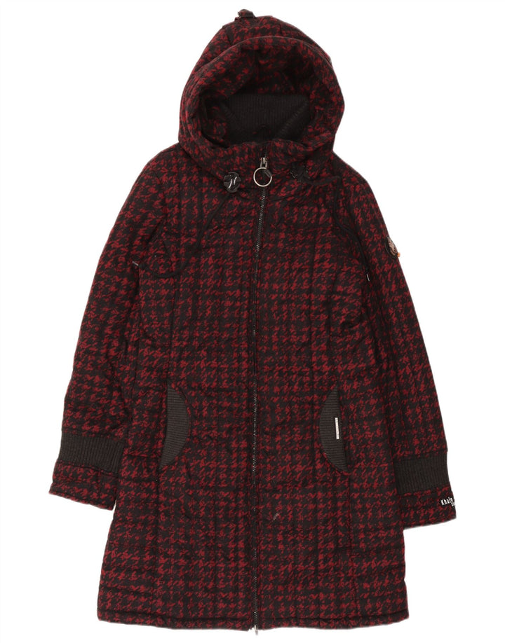 Cappotto imbottito con cappuccio da donna KHUJO UK 18 XL Poliestere rosso pied de poule