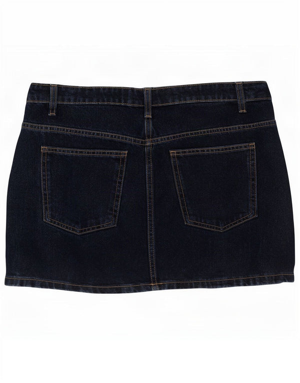 Mini gonna di jeans da donna Zara media W28 in cotone blu navy