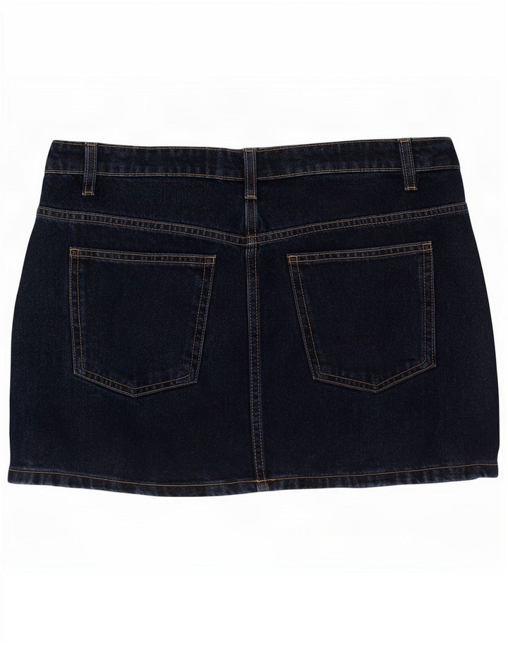 Mini gonna di jeans da donna Zara media W28 in cotone blu navy