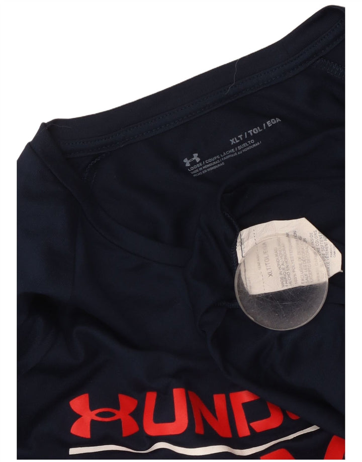 T-shirt grafica alta da uomo UNDER ARMOUR Top XL poliestere blu navy