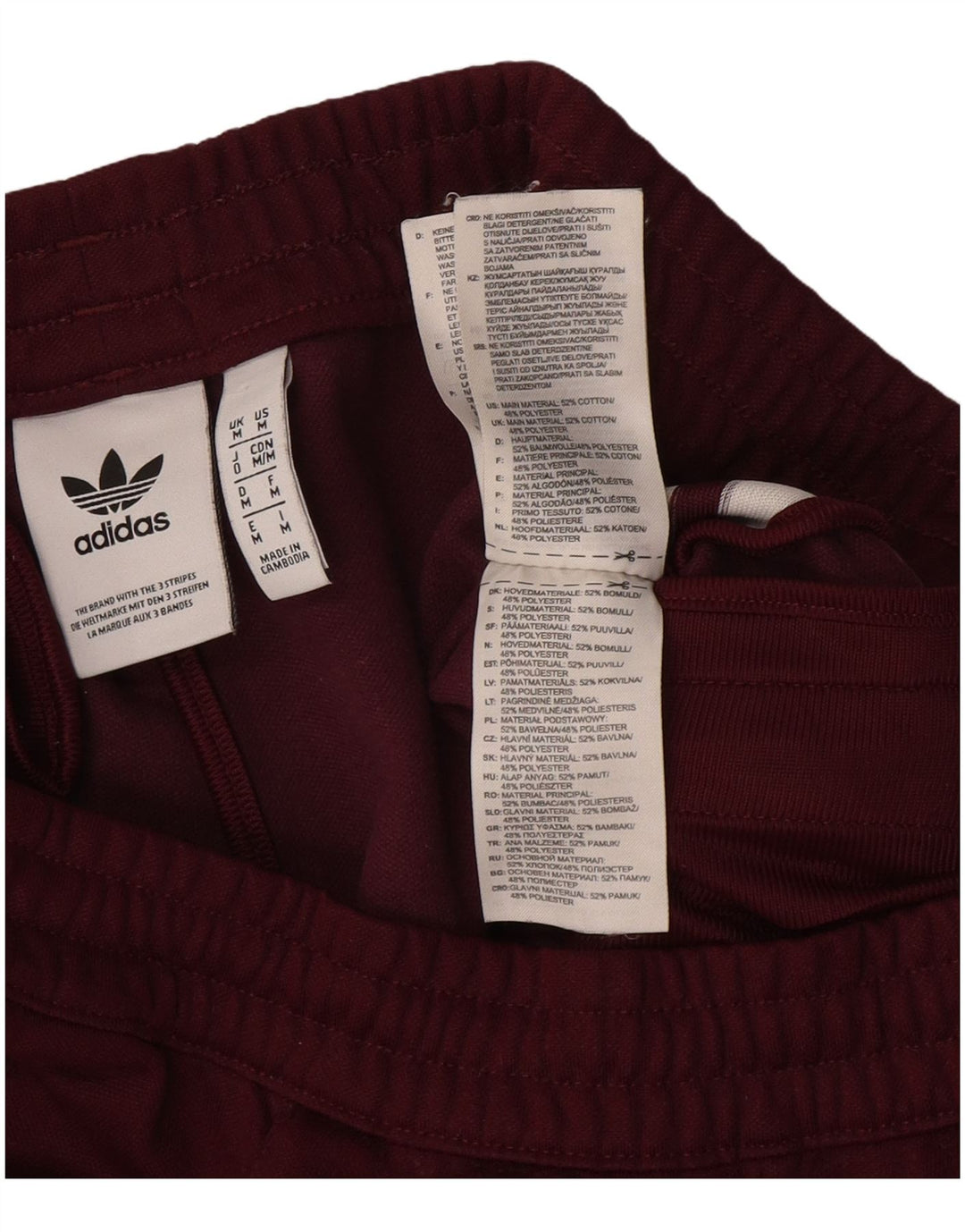 Pantaloni da tuta Adidas da uomo in cotone bordeaux medio