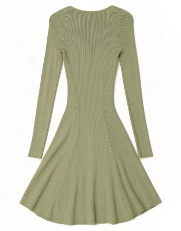Abito maglione a maniche lunghe da donna Zara UK 8 Small verde viscosa
