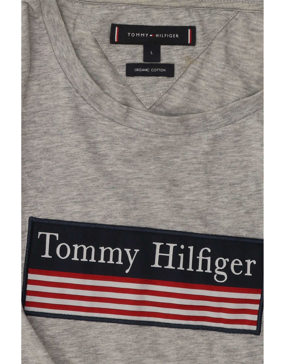 T-shirt grafica da uomo Tommy Hilfiger Top grande in cotone grigio