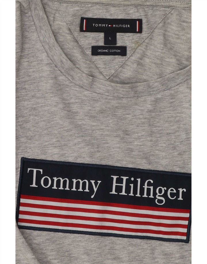 T-shirt grafica da uomo Tommy Hilfiger Top grande in cotone grigio