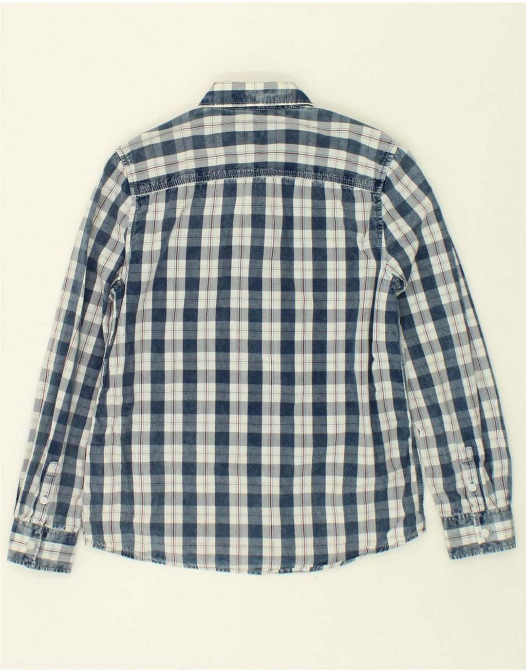 PEPE JEANS Boys Shirt 13-14 Years Blue Check Cotton Vintage PEPE Jeans and Second-Hand PEPE Jeans from Messina Hembry 