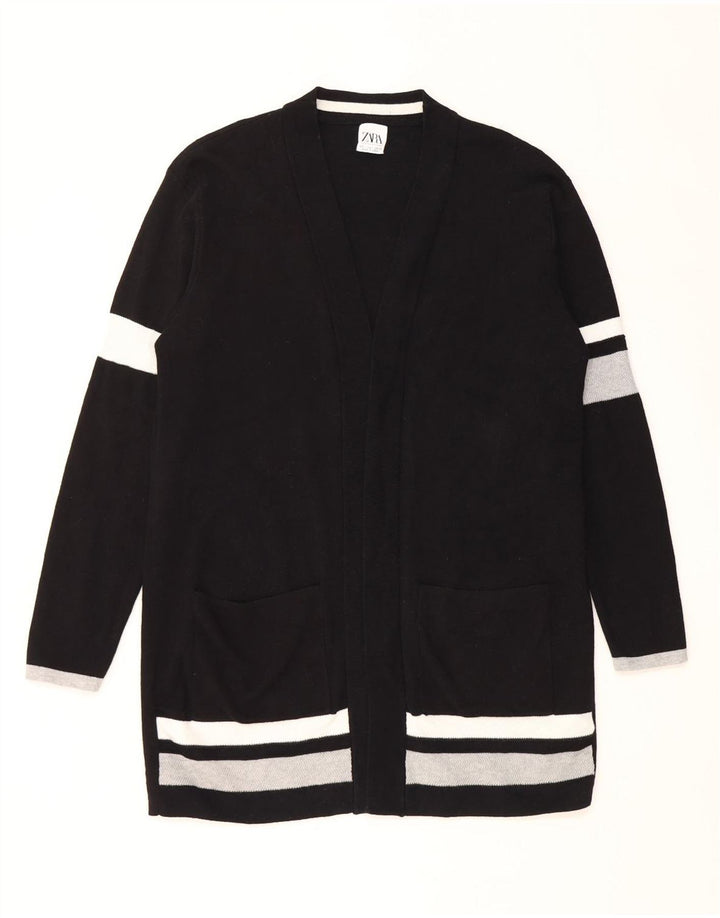 Maglione cardigan lungo da donna Zara EU 42 grande cotone color block nero