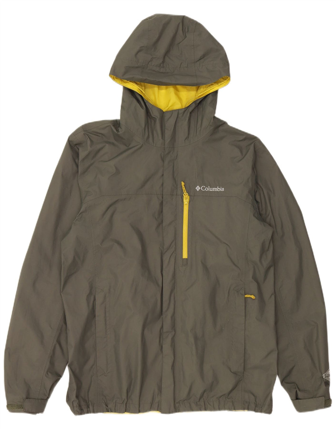 COLUMBIA Giacca antipioggia da uomo Omni-Tech con cappuccio UK 40 Large Khaki Nylon