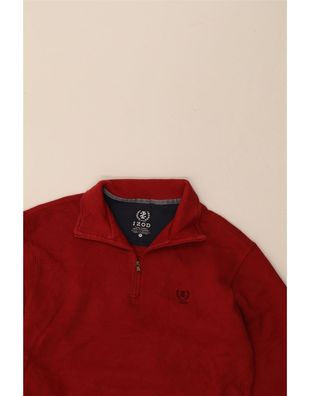 IZOD Mens Zip Neck Sweatshirt Jumper Small Red Cotton Vintage Izod and Second-Hand Izod from Messina Hembry 