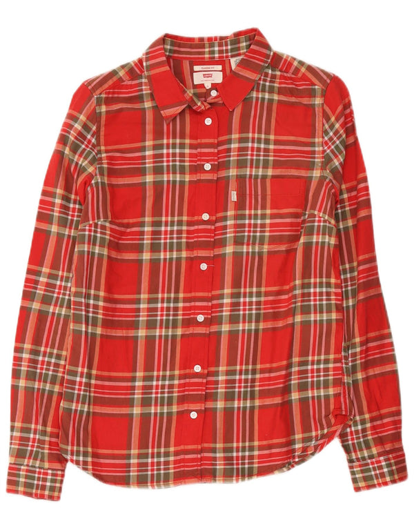 Levi's Camicia in flanella da donna dalla vestibilità classica UK 10 Piccolo cotone a quadri rossi