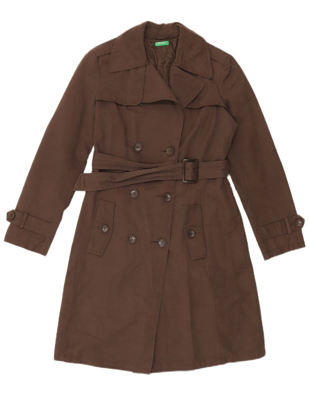 Trench Donna BENETTON IT 42 Cotone Marrone Medio