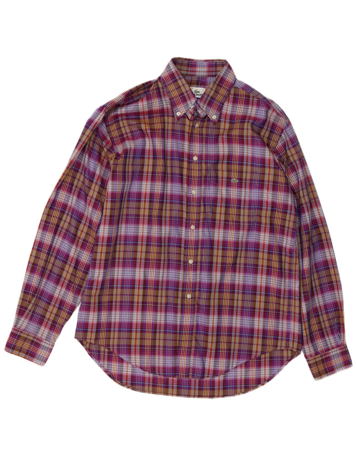 Camicia da uomo LACOSTE taglia 40 cotone a quadri multicolore medio