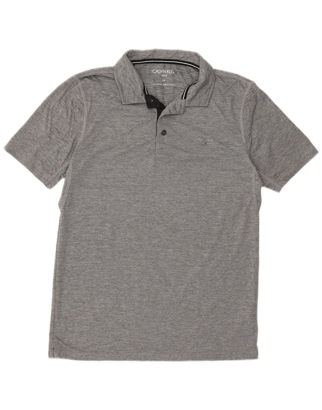Polo da golf da uomo Calvin Klein piccola in poliestere chiazzato grigio