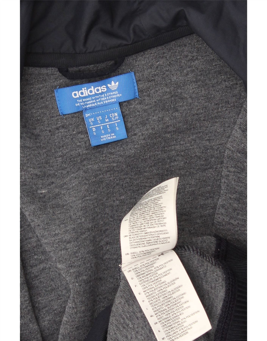 Maglione con cappuccio e zip da uomo Adidas piccolo in poliestere blu navy