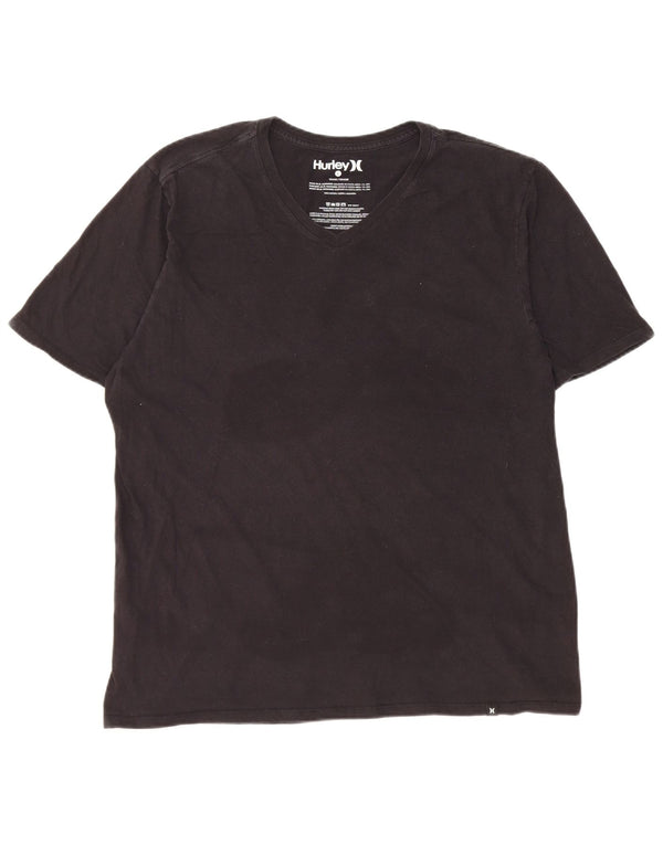 Hurley - T-shirt regolare da uomo a maniche corte, grande, in cotone nero