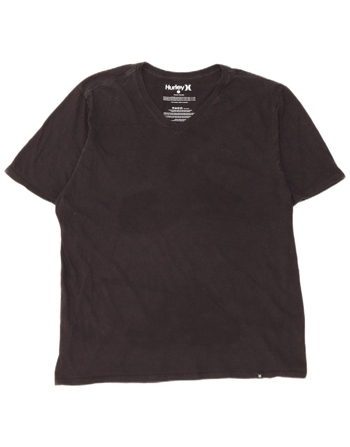 Hurley - T-shirt regolare da uomo a maniche corte, grande, in cotone nero