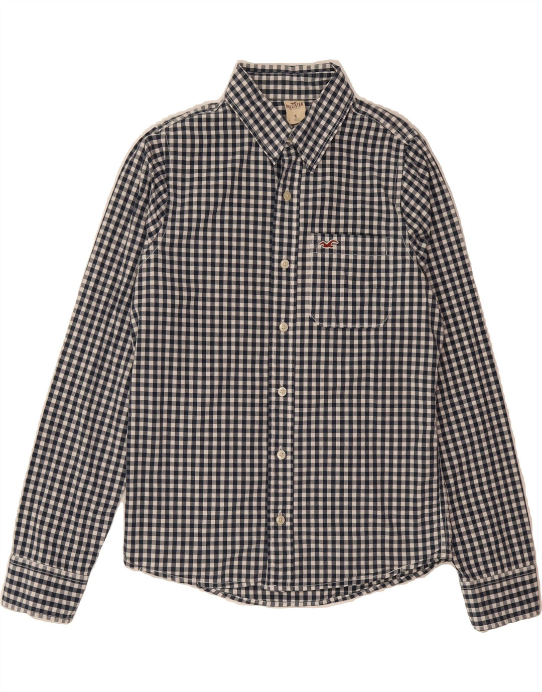 HOLLISTER Mens Shirt Small Navy Blue Gingham Cotton Vintage Hollister and Second-Hand Hollister from Messina Hembry 