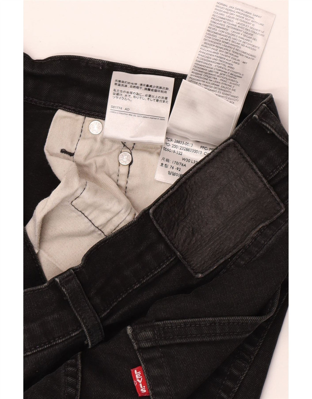 Jeans skinny da uomo Levi's W30 L32 cotone nero
