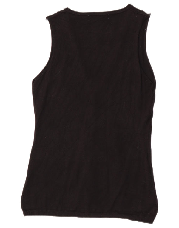 Maglione cardigan senza maniche da donna Zara UK 14 viscosa nera media
