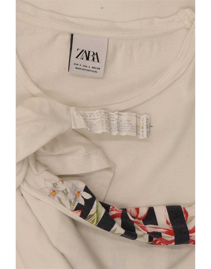 T-shirt Zara da uomo Top piccola in cotone floreale bianco