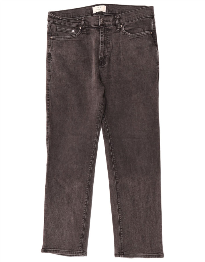 Jeans dritti da uomo Marks & Spencer W36 L31 cotone grigio