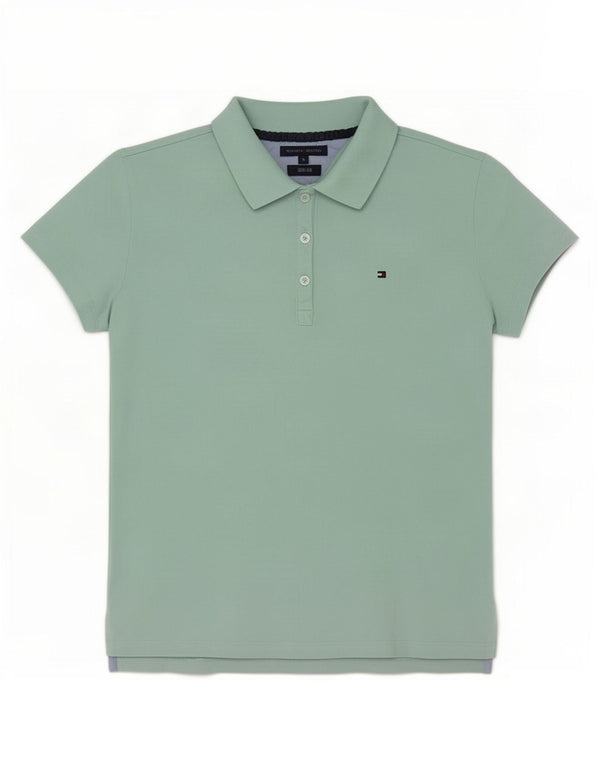 Tommy Hilfiger Womens Slim Fit Polo Shirt UK 12 Medium Turquoise