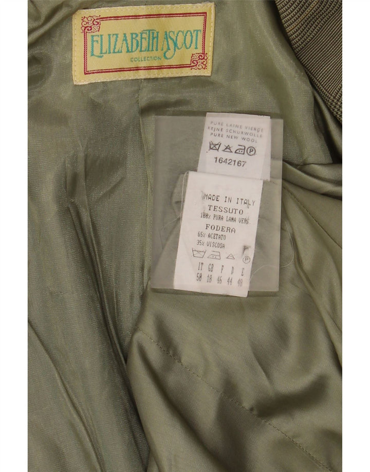 Giacca blazer a 3 bottoni da donna Elizabeth Ascot UK 18 XL verde pied de poule