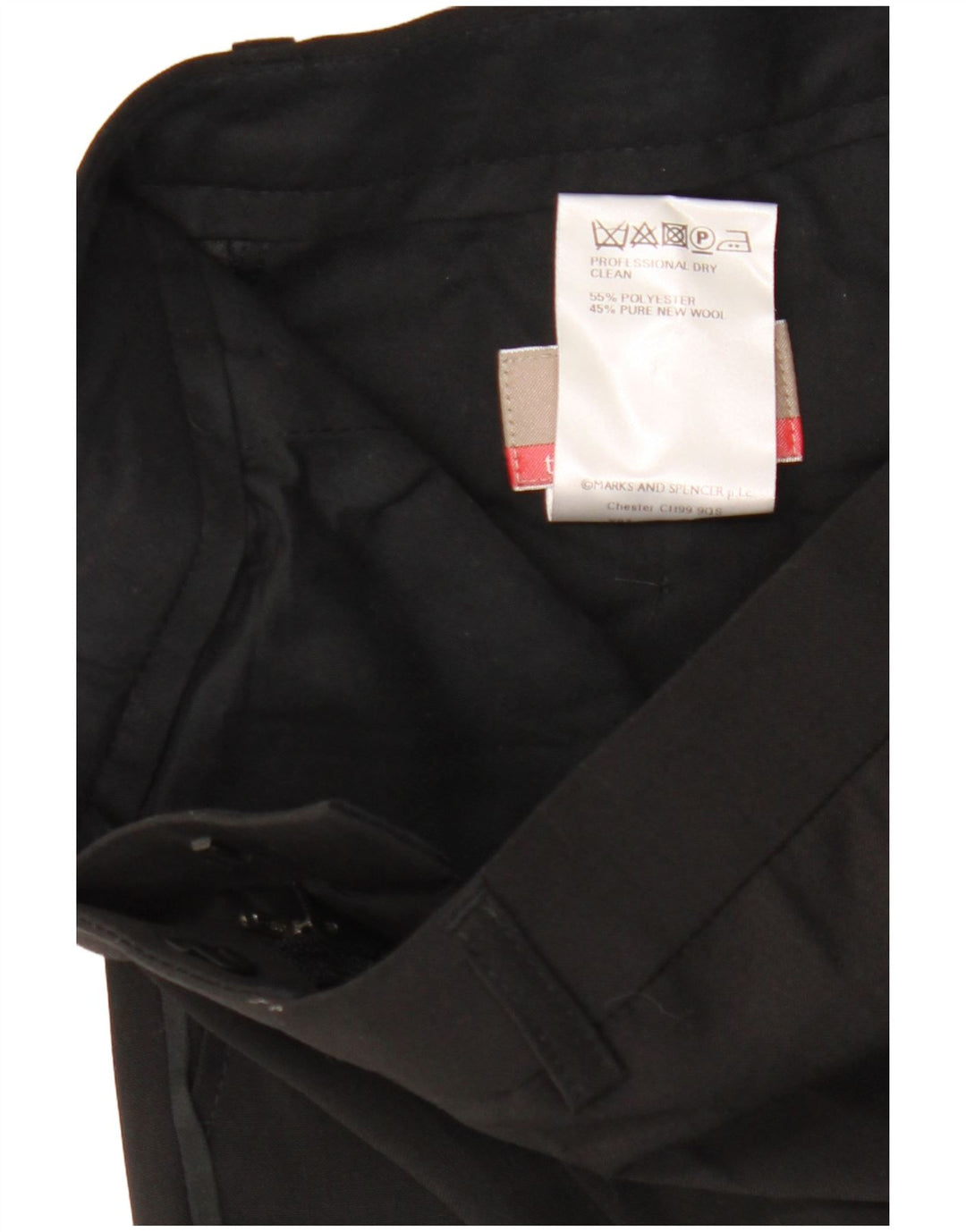 Pantaloni da abito dritti da uomo Marks & Spencer W32 L31 poliestere nero