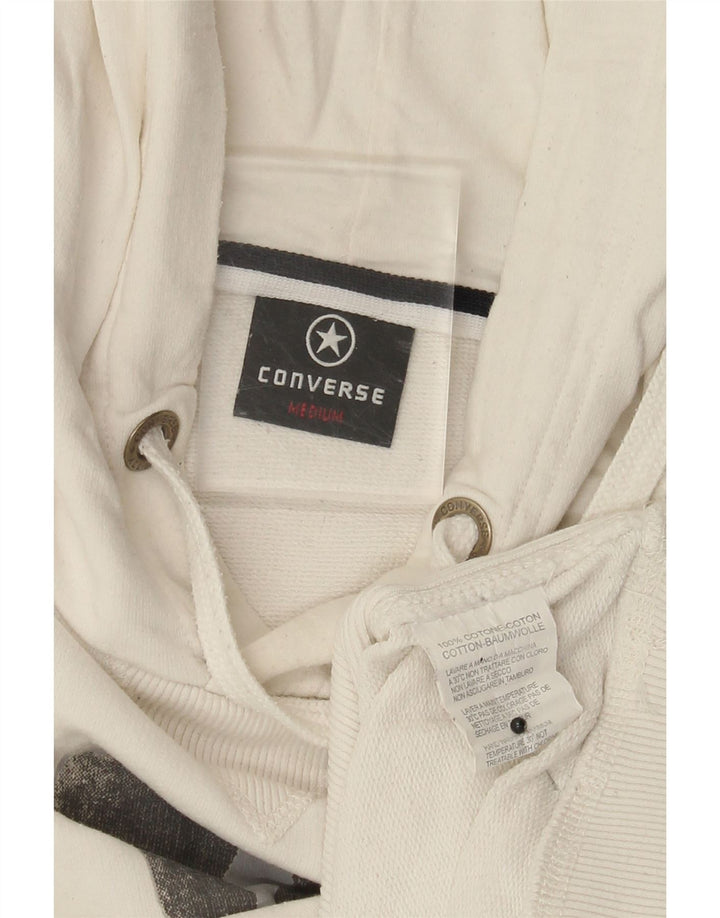 Maglione con cappuccio grafico da uomo Converse in cotone bianco medio