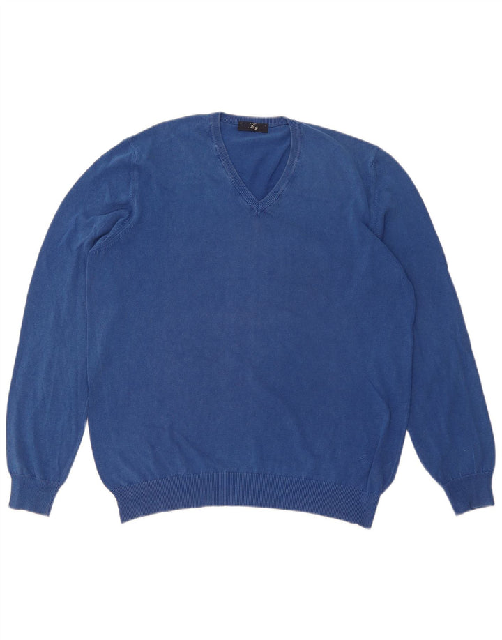 Maglione Fay Uomo Scollo a V IT 52 Large Blu Cotone