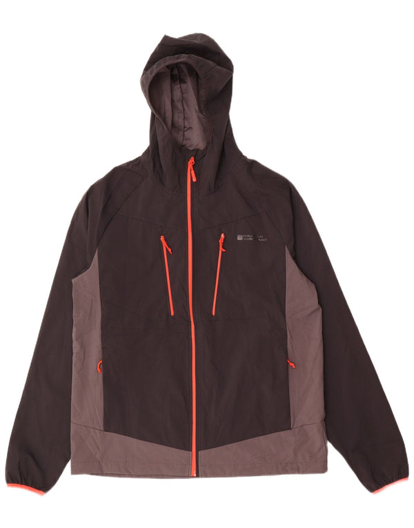 Giacca antipioggia da uomo con cappuccio Mountain Warehouse UK 38 Medium Black Colourblock
