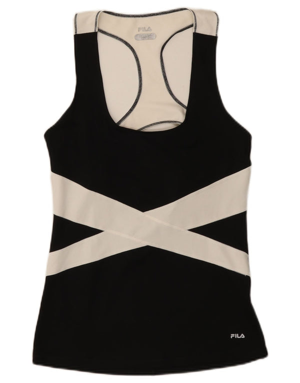 Fila Womens Vest Top UK 14 Large Black Colourblock Polyester