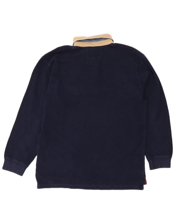 Polo da rugby da uomo a maniche lunghe Sergio Tacchini, a righe grandi, blu navy